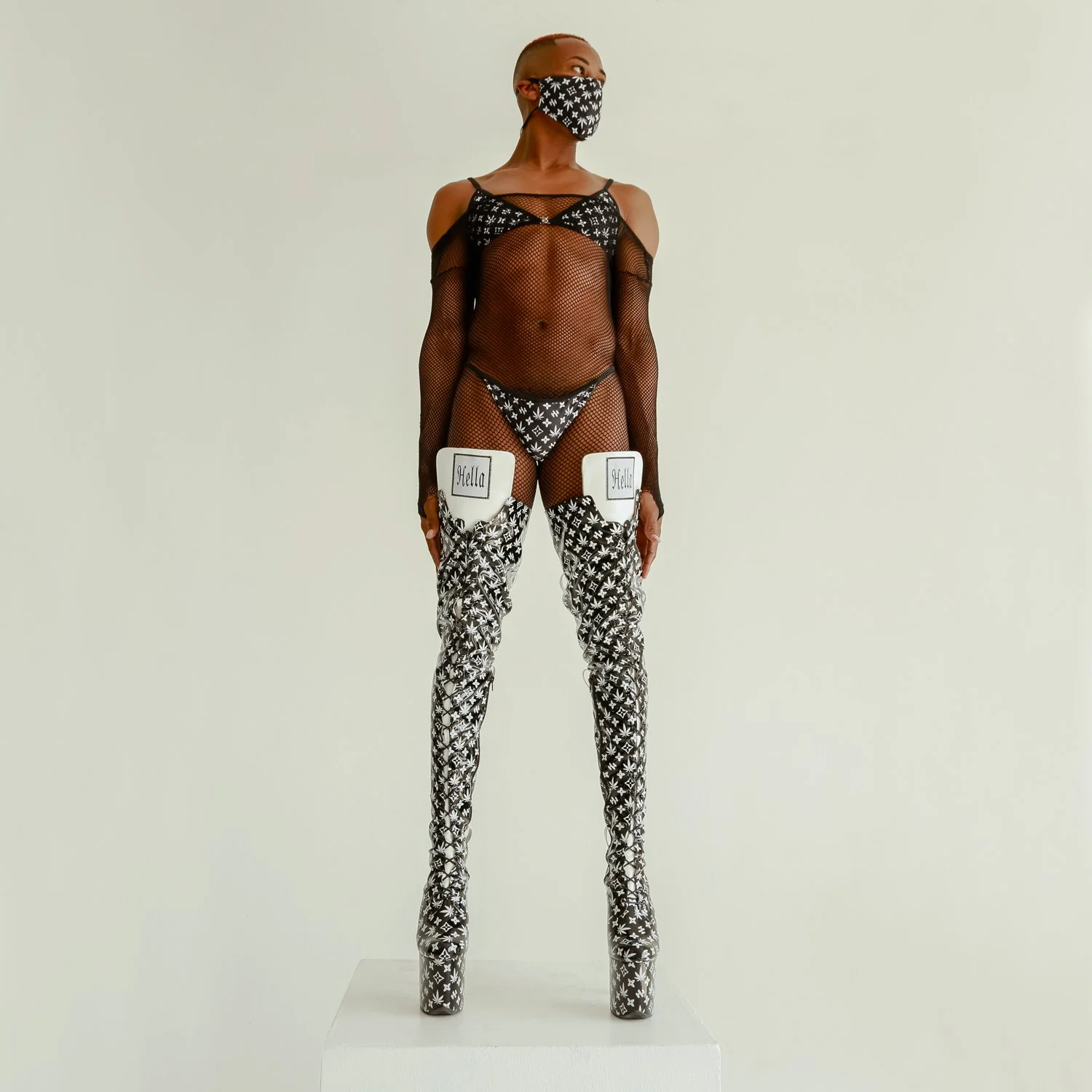 Branded Thigh High - Black - 8 INCH - Image 5